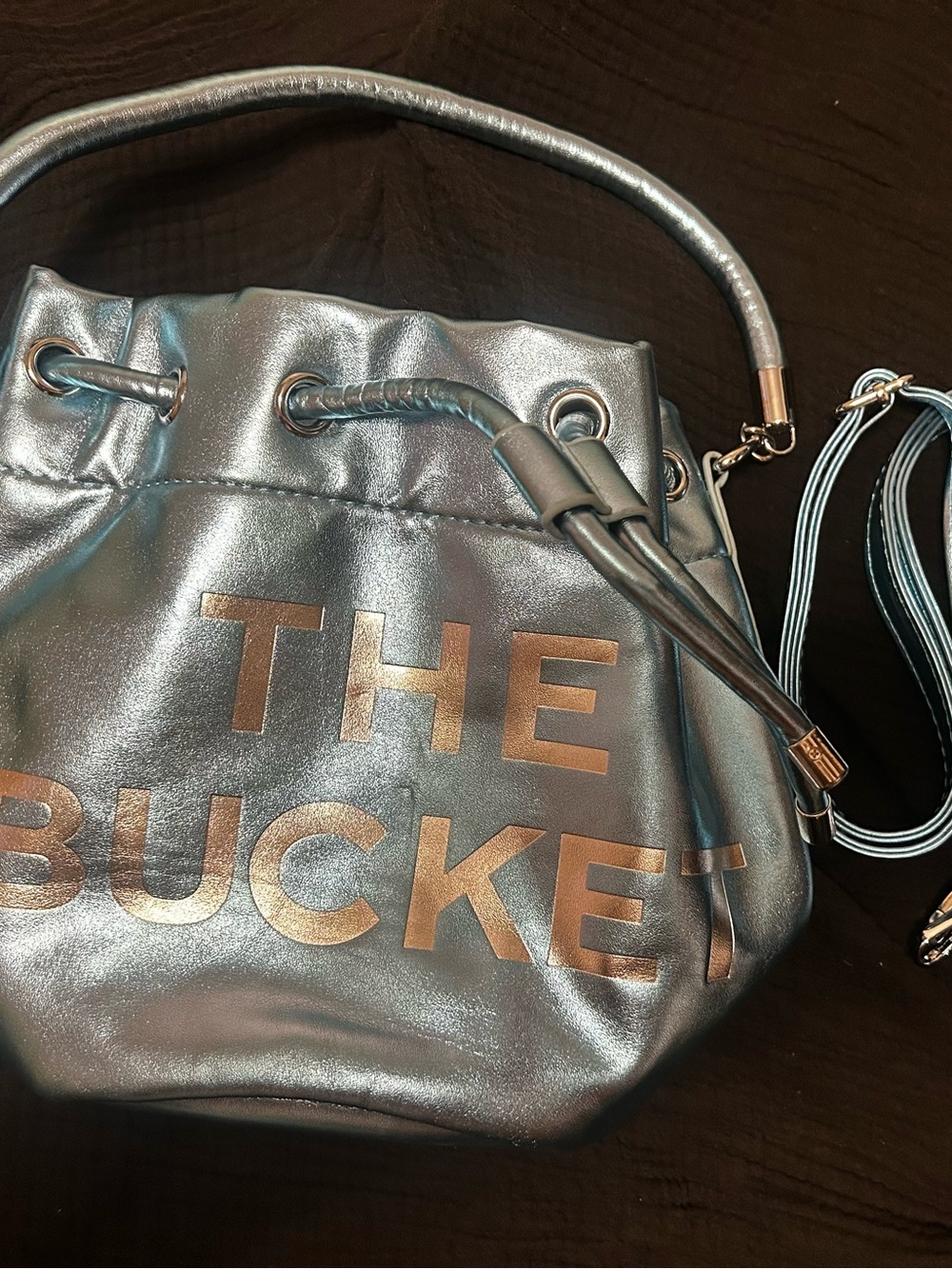Metallic Silver 'The Bucket' Women’s Drawstring Bag